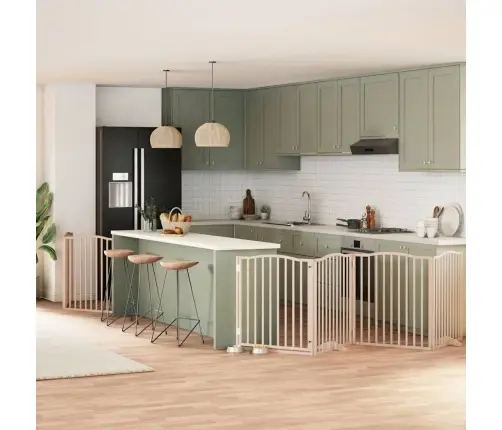 Suņu Vārti Ar Durvīm, Salokāmi, 8 Paneļi, 640 Cm, Papeles Koks Vidaxl