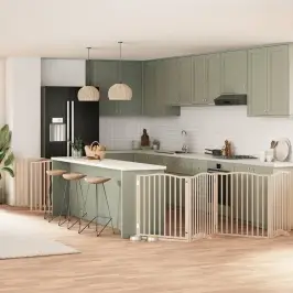 Suņu Vārti Ar Durvīm, Salokāmi, 10 Paneļi, 800 Cm, Papeles Koks Vidaxl