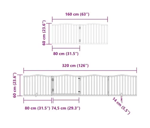Suņu Vārti Ar Durvīm, Salokāmi, 6 Paneļi, 480 Cm, Papeles Koks Vidaxl