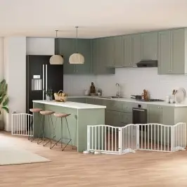 Suņu Vārti Ar Durvīm, Salokāmi, 6 Paneļi, 480 Cm, Papeles Koks Vidaxl