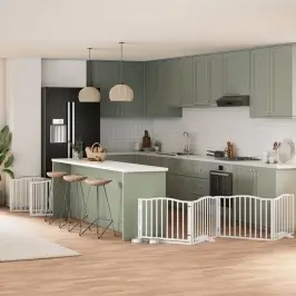 Suņu Vārti Ar Durvīm, Salokāmi, 10 Paneļi, 800 Cm, Papeles Koks Vidaxl