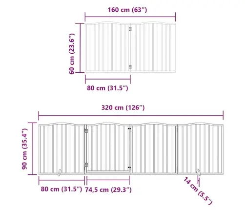 Suņu Vārti Ar Durvīm, Salokāmi, 12 Paneļi, 960 Cm, Papeles Koks Vidaxl