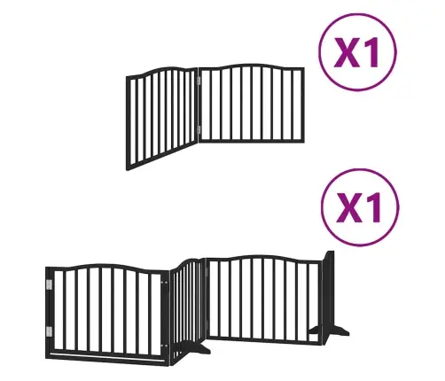 Kokkupandav Koeravärav Uksega, 6 Paneeli, Must 480 cm Pappel