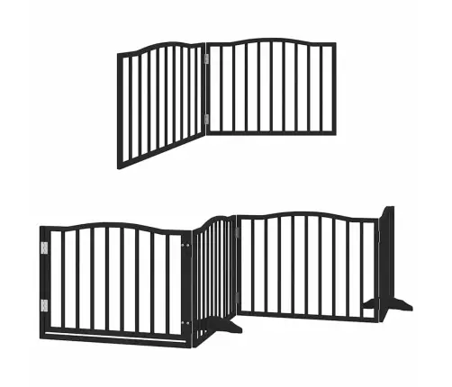 Kokkupandav Koeravärav Uksega, 6 Paneeli, Must 480 cm Pappel