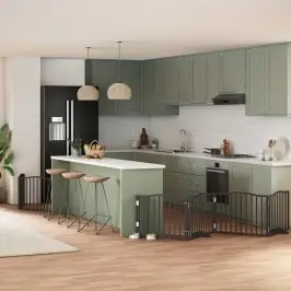 Kokkupandav Koeravärav Uksega, 6 Paneeli, Must 480 cm Pappel