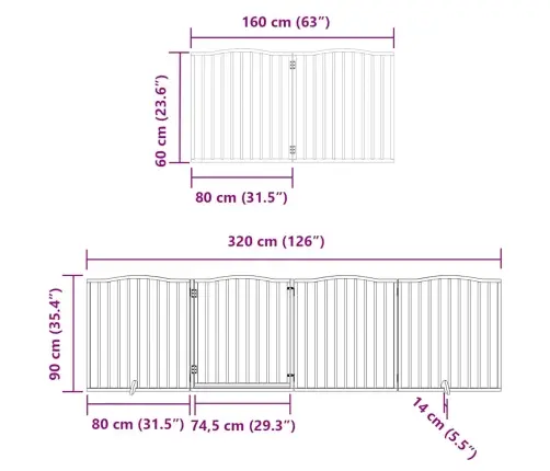 Varteliai Šunims Su Durimis, 8 Segmentai, Juodi, 640cm Tuopa