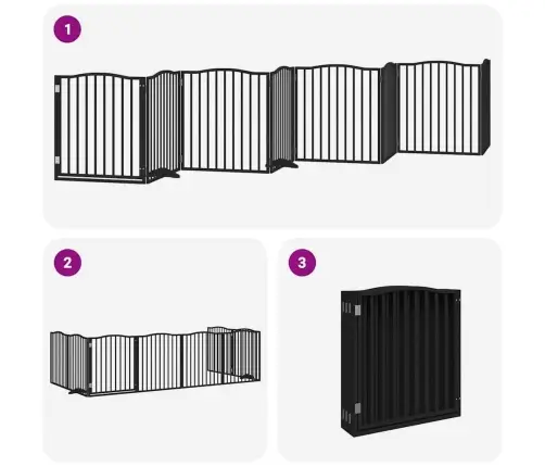 Varteliai Šunims Su Durimis, 8 Segmentai, Juodi, 640cm Tuopa