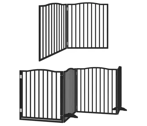 Kokkupandav Koeravärav Uksega, 12 Paneeli, Must 960 cm Pappel