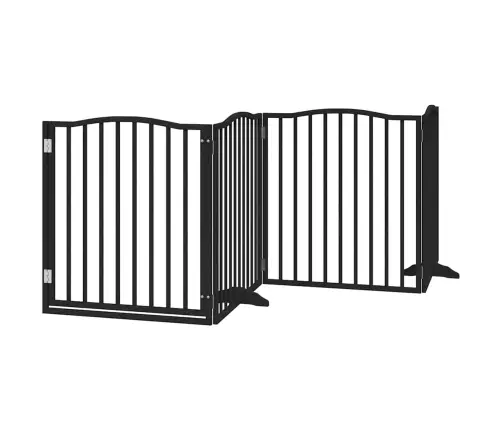 Kokkupandav Koeravärav Uksega, 12 Paneeli, Must 960 cm Pappel