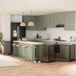 Kokkupandav Koeravärav Uksega, 12 Paneeli, Must 960 cm Pappel