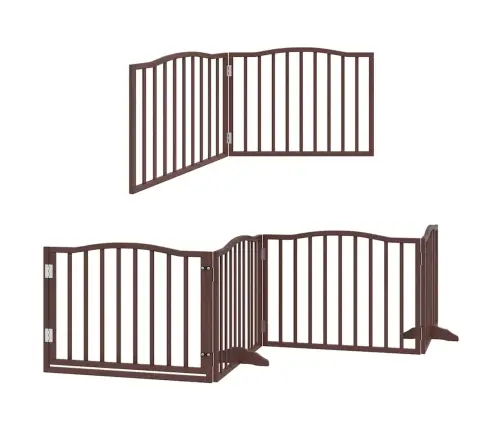 Suņu Vārti Ar Durvīm, Salokāmi, 6 Paneļi, 480 Cm, Papeles Koks Vidaxl