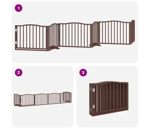 Suņu Vārti Ar Durvīm, Salokāmi, 6 Paneļi, 480 Cm, Papeles Koks Vidaxl