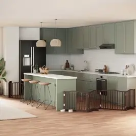 Suņu Vārti Ar Durvīm, Salokāmi, 6 Paneļi, 480 Cm, Papeles Koks Vidaxl