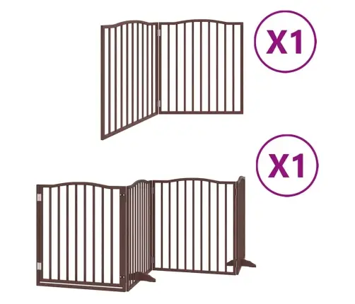 Suņu Vārti Ar Durvīm, Salokāmi, 6 Paneļi, 480 Cm, Papeles Koks Vidaxl