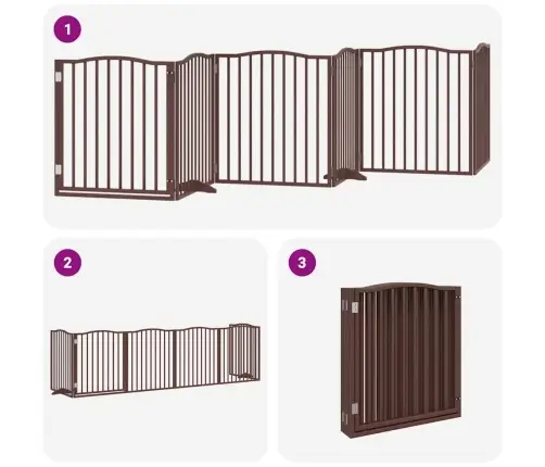 Suņu Vārti Ar Durvīm, Salokāmi, 6 Paneļi, 480 Cm, Papeles Koks Vidaxl