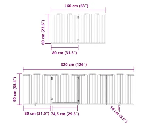 Suņu Vārti Ar Durvīm, Salokāmi, 8 Paneļi, 640 Cm, Papeles Koks Vidaxl