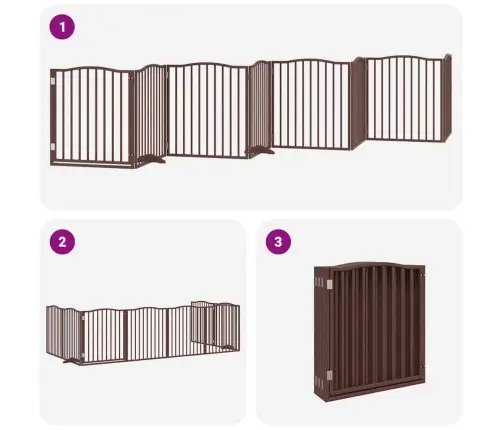 Suņu Vārti Ar Durvīm, Salokāmi, 8 Paneļi, 640 Cm, Papeles Koks Vidaxl