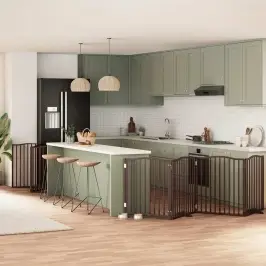 Kokkupandav Koeravärav Uksega, 12 Paneeli, Pruun 960 cm Pappel