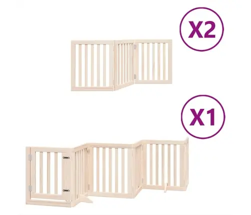 Suņu Vārti Ar Durvīm, Salokāmi, 12 Paneļi, 600 Cm, Papeles Koks Vidaxl