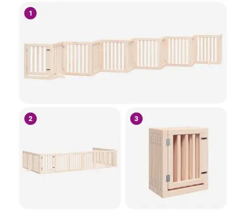 Suņu Vārti Ar Durvīm, Salokāmi, 12 Paneļi, 600 Cm, Papeles Koks Vidaxl