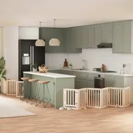 Suņu Vārti Ar Durvīm, Salokāmi, 12 Paneļi, 600 Cm, Papeles Koks Vidaxl