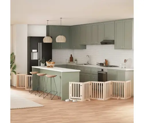 Suņu Vārti Ar Durvīm, Salokāmi, 12 Paneļi, 600 Cm, Papeles Koks Vidaxl