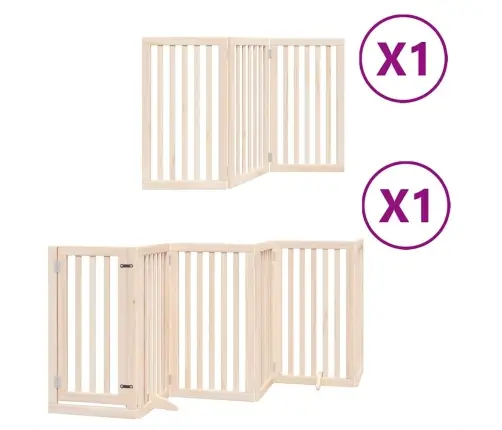 Suņu Vārti Ar Durvīm, Salokāmi, 9 Paneļi, 450 Cm, Papeles Koks Vidaxl