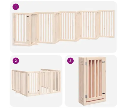 Suņu Vārti Ar Durvīm, Salokāmi, 9 Paneļi, 450 Cm, Papeles Koks Vidaxl