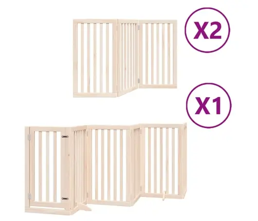 Suņu Vārti Ar Durvīm, Salokāmi, 12 Paneļi, 600 Cm, Papeles Koks Vidaxl