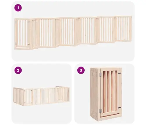 Suņu Vārti Ar Durvīm, Salokāmi, 12 Paneļi, 600 Cm, Papeles Koks Vidaxl