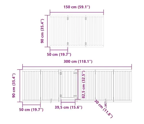 Varteliai Šunims Su Durimis, 15 Segmentų, 750cm Tuopos Mediena