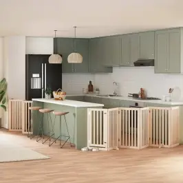 Suņu Vārti Ar Durvīm, Salokāmi, 15 Paneļi, 750 Cm, Papeles Koks Vidaxl