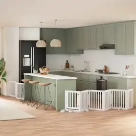 Suņu Vārti Ar Durvīm, Salokāmi, 9 Paneļi, 450 Cm, Papeles Koks Vidaxl