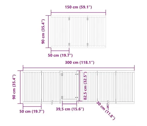 Suņu Vārti Ar Durvīm, Salokāmi, 12 Paneļi, 600 Cm, Papeles Koks Vidaxl