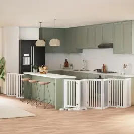 Suņu Vārti Ar Durvīm, Salokāmi, 12 Paneļi, 600 Cm, Papeles Koks Vidaxl