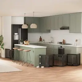 Suņu Vārti Ar Durvīm, Salokāmi, 9 Paneļi, 450 Cm, Papeles Koks Vidaxl