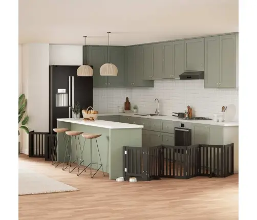 Suņu Vārti Ar Durvīm, Salokāmi, 15 Paneļi, 750 Cm, Papeles Koks Vidaxl