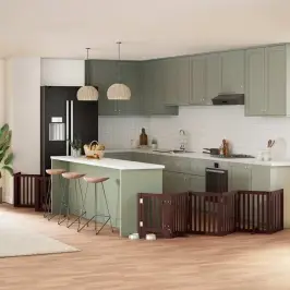 Suņu Vārti Ar Durvīm, Salokāmi, 12 Paneļi, 600 Cm, Papeles Koks Vidaxl