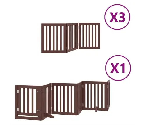 Kokkupandav Koeravärav Uksega, 15 Paneeli, Pruun 750 cm Pappel