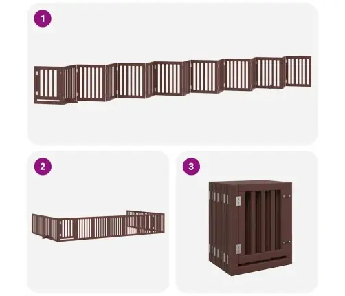 Kokkupandav Koeravärav Uksega, 15 Paneeli, Pruun 750 cm Pappel