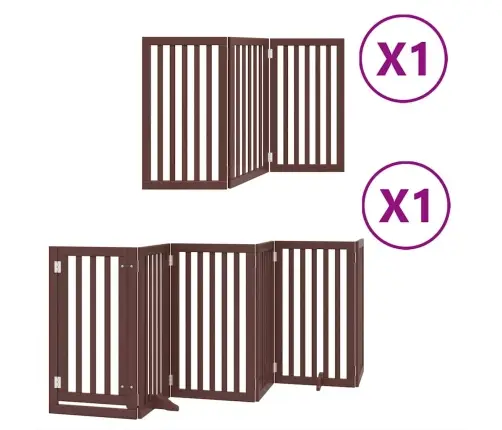 Suņu Vārti Ar Durvīm, Salokāmi, 9 Paneļi, 450 Cm, Papeles Koks Vidaxl