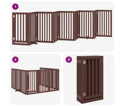 Suņu Vārti Ar Durvīm, Salokāmi, 9 Paneļi, 450 Cm, Papeles Koks Vidaxl