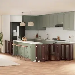 Suņu Vārti Ar Durvīm, Salokāmi, 9 Paneļi, 450 Cm, Papeles Koks Vidaxl