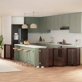 Kokkupandav Koeravärav Uksega, 12 Paneeli, Pruun 600 cm Pappel