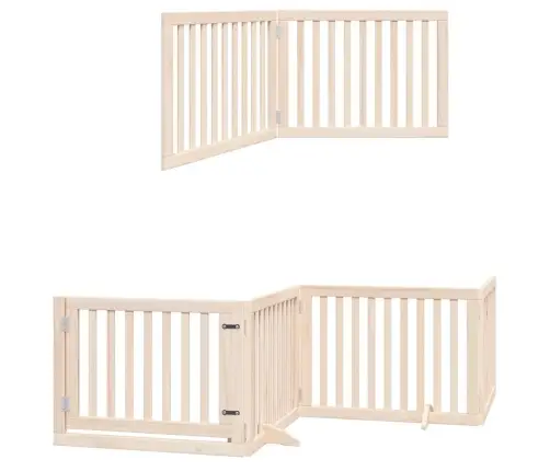 Suņu Vārti Ar Durvīm, Salokāmi, 6 Paneļi, 480 Cm, Papeles Koks Vidaxl