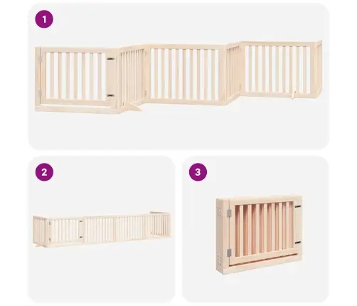 Suņu Vārti Ar Durvīm, Salokāmi, 6 Paneļi, 480 Cm, Papeles Koks Vidaxl