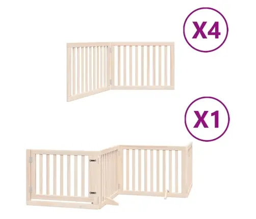 Suņu Vārti Ar Durvīm, Salokāmi, 12 Paneļi, 960 Cm, Papeles Koks Vidaxl