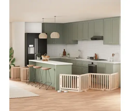 Suņu Vārti Ar Durvīm, Salokāmi, 12 Paneļi, 960 Cm, Papeles Koks Vidaxl