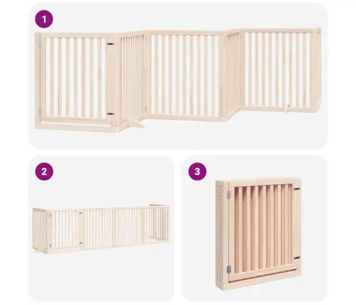 Suņu Vārti Ar Durvīm, Salokāmi, 6 Paneļi, 480 Cm, Papeles Koks Vidaxl