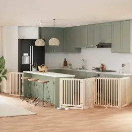 Suņu Vārti Ar Durvīm, Salokāmi, 6 Paneļi, 480 Cm, Papeles Koks Vidaxl